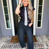 Fifth Avenue Sparkle Tie Blouse - Black