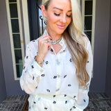 Crystal Charm Jeweled Blouse