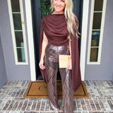 Divine Diva Draped Bodysuit - Chocolate