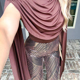 Divine Diva Draped Bodysuit - Chocolate