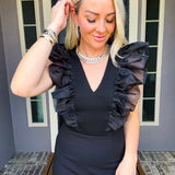 Fashion Darling Ruffle Top - Black