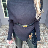 Casual Glam Asymmetric Batwing Turtleneck