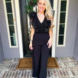 Fashion Darling Ruffle Top - Black