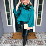 Emerald Opulence Sequin Flower Blouse