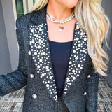 Lush Feels Pearl Tweed Blazer - Black