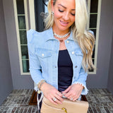 City Strolling Puff Shoulder Denim Jacket