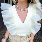 Fashion Darling Ruffle Top - Cream