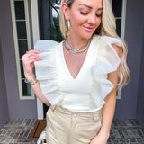 Fashion Darling Ruffle Top - Cream