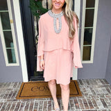 Champagne Nights Sparkle Cape Dress