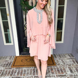 Champagne Nights Sparkle Cape Dress