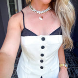 Ebony & Ivory Nights Contrast Top - Cream