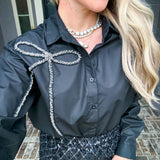 Sparkle Season Jeweled Bow Blouse