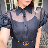 Rosette Nights Sheer Blouse