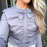Put A Bow On It Grey Top