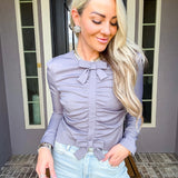 Put A Bow On It Grey Top