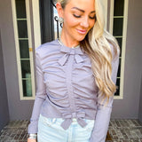 Put A Bow On It Grey Top
