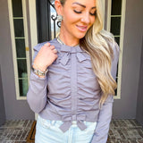 Put A Bow On It Grey Top