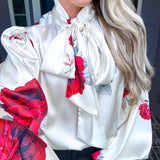 Rose Affair Satin Flower Blouse