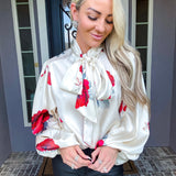 Rose Affair Satin Flower Blouse