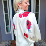 Rose Affair Satin Flower Blouse