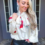 Rose Affair Satin Flower Blouse