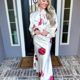 Rose Affair Satin Flower Blouse