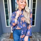 Blue Diamond Jeweled Blouse