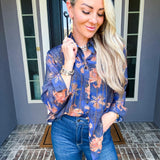 Blue Diamond Jeweled Blouse