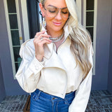 Street Status Leather Jacket - Cream