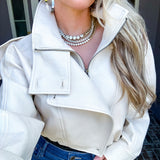 Street Status Leather Jacket - Cream