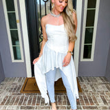 Social Season Strapless Hi-Lo Top