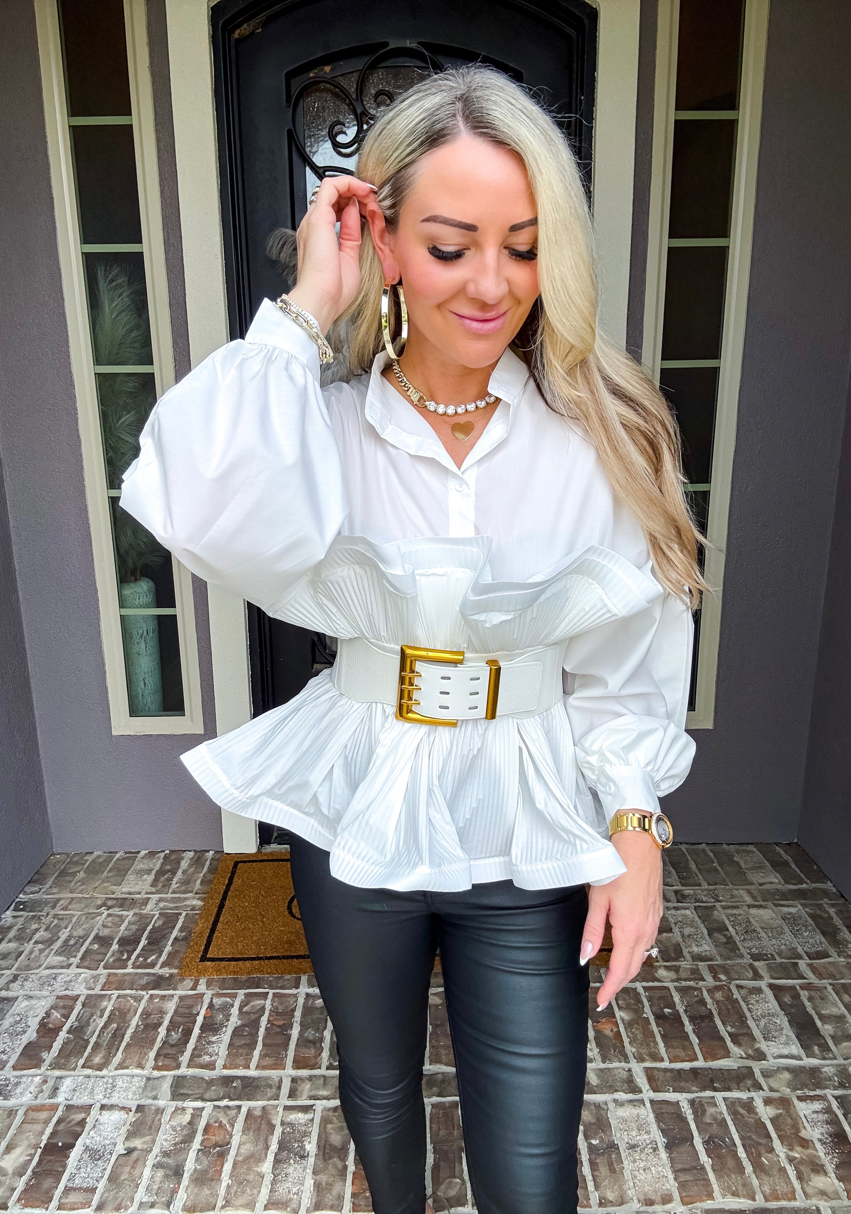 Couture Ruffle Belted Top