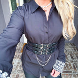 Majestic Jeweled Blouse - Black