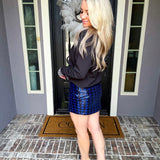 Haute Essence Houndstooth Skirt - Blue