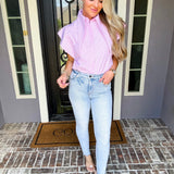 Drama Collar Jeweled Blouse