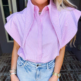 Drama Collar Jeweled Blouse