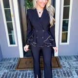 Majestic Couture Peplum Crystal Blazer