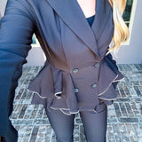 Majestic Couture Peplum Crystal Blazer