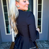 Majestic Couture Peplum Crystal Blazer