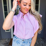 Drama Collar Jeweled Blouse