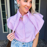 Drama Collar Jeweled Blouse