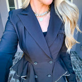 Majestic Couture Peplum Crystal Blazer