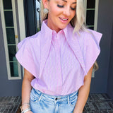 Drama Collar Jeweled Blouse