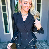 Majestic Couture Peplum Crystal Blazer