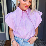 Drama Collar Jeweled Blouse