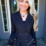 Majestic Couture Peplum Crystal Blazer