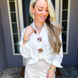 Monaco Classic Tortoise Shell Button Blouse