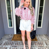 Oxford Days White Belted Shorts