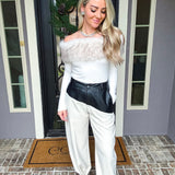 Office Rebel Leather Detail Trousers