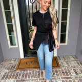 Fashion District Wrap Top - Black